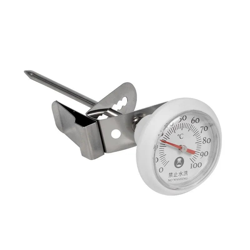 Timemore thermometer stick in White stainless steel with rubber handle and clamp for coffee brewing