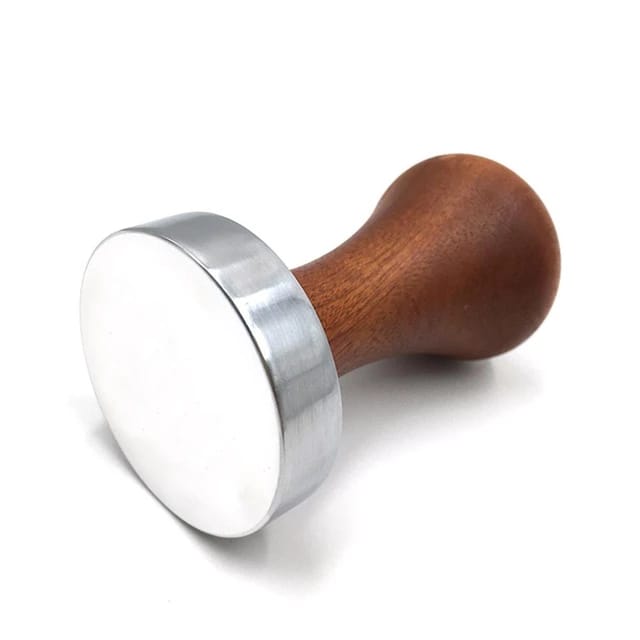 Crop 53mm Wooden Handle Bean Tamper For Breville - Stainless Steel Coffee Powder Hammer