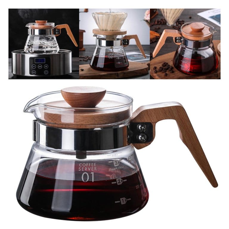 Crop V60 Coffee Server With Wooden Handle 400ml