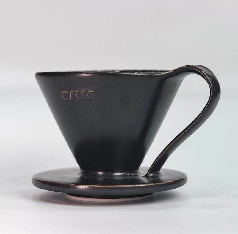 Cafec Arita Ware Flower Dripper (Mat-Black) Cup1 / Cup 4