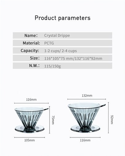Timemore Cup1-2 / Cup 2-4 Crystal Eye Dripper Transparent Black