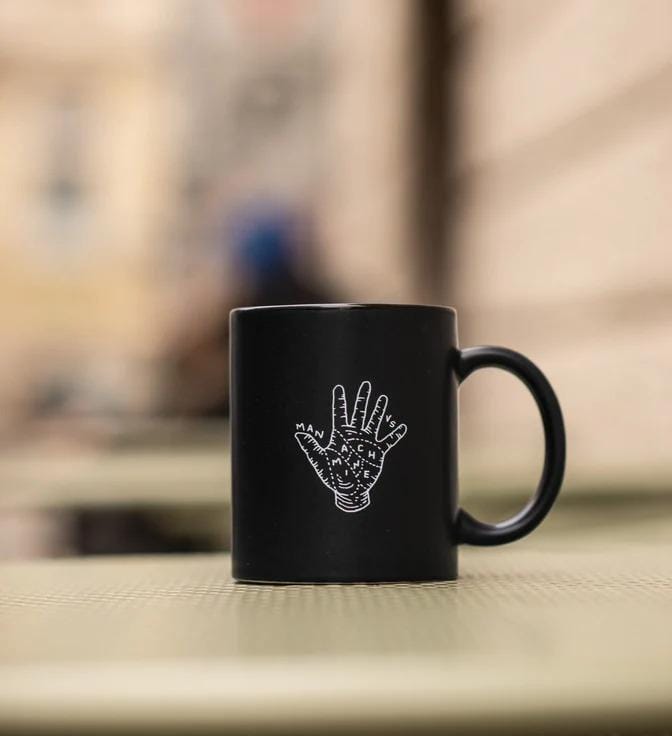 Man vs Machine Hand Coffee Cup Matt Black 360ml