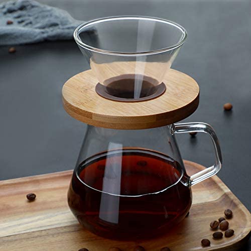 Crop V60 Glass Coffee Dripper with Wooden Holder