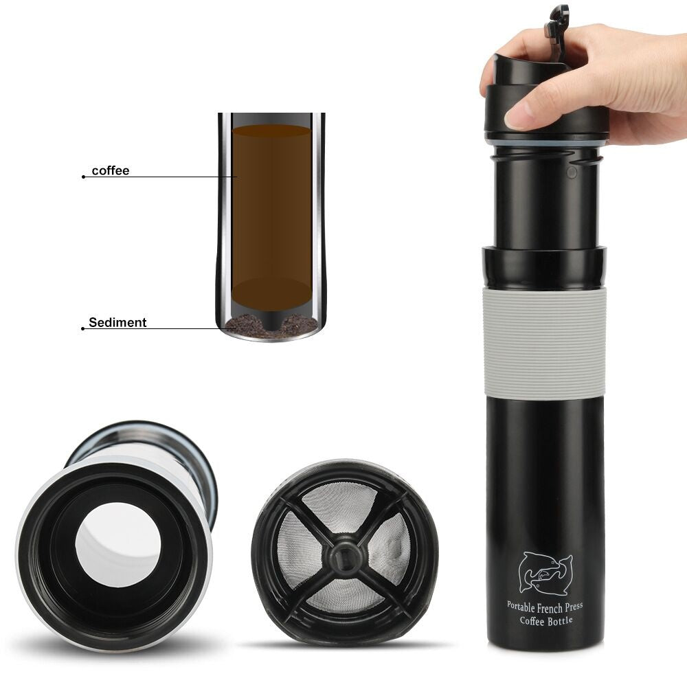 Crop 300ml Portable Travel Coffee French Press Black
