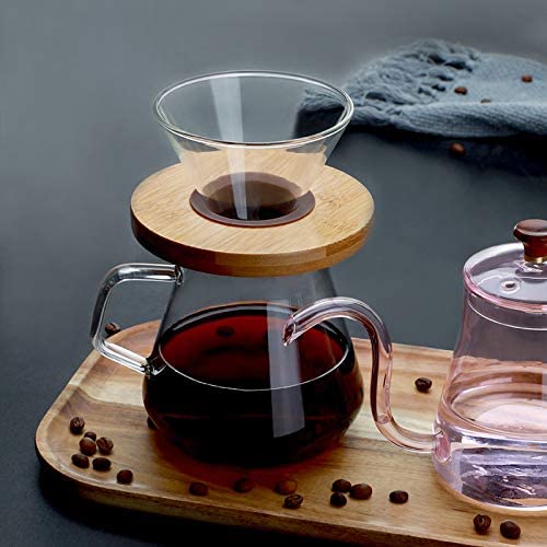 Crop 02 V60 Glass Coffee Dripper with Wooden Holder