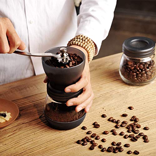 Crop Manual Ceramic Burr Coffee Bean Grinder with Fortified Glass Storage