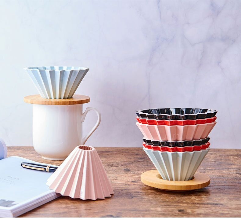 Crop 02 V60 Ceramic coffee Dripper - With Wooden Base
