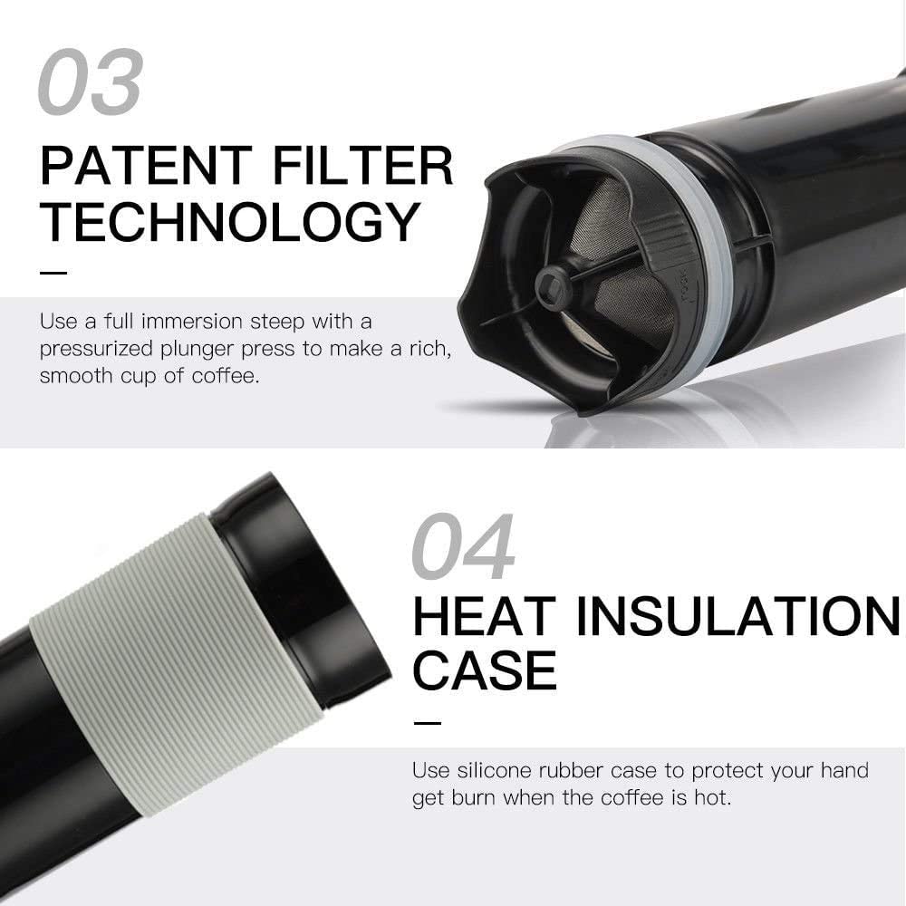 Crop 300ml Portable Travel Coffee French Press Black