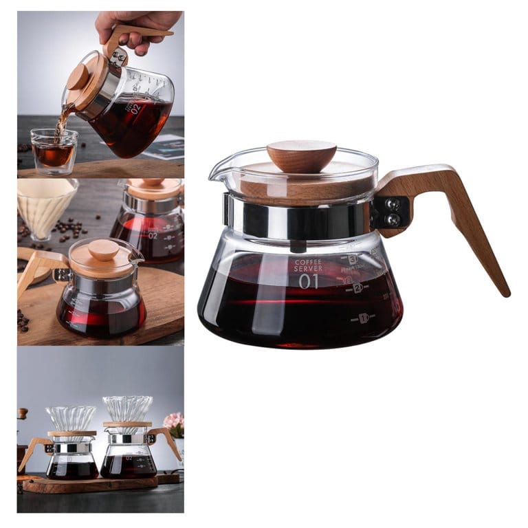 Crop V60 Coffee Server With Wooden Handle 400ml