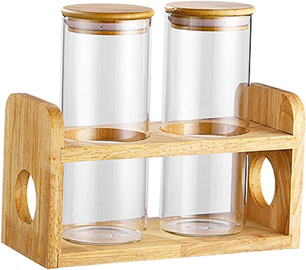 Crop Coffee Beans Display Jar with Wooden Dispenser