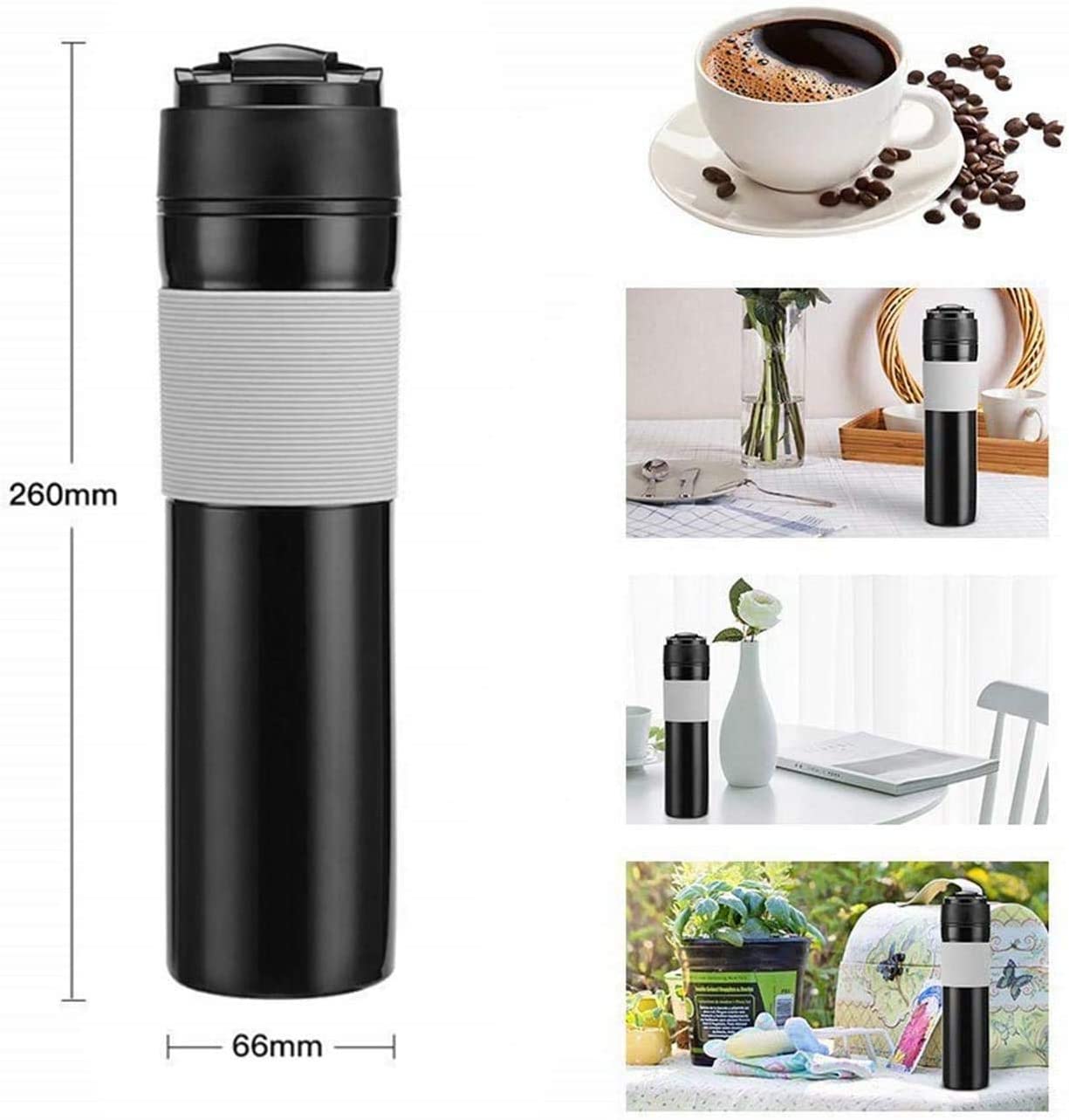 Crop 300ml Portable Travel Coffee French Press Black