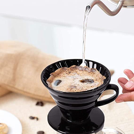 Crop V60 Ceramic Coffee Dripper Black, Model: 01