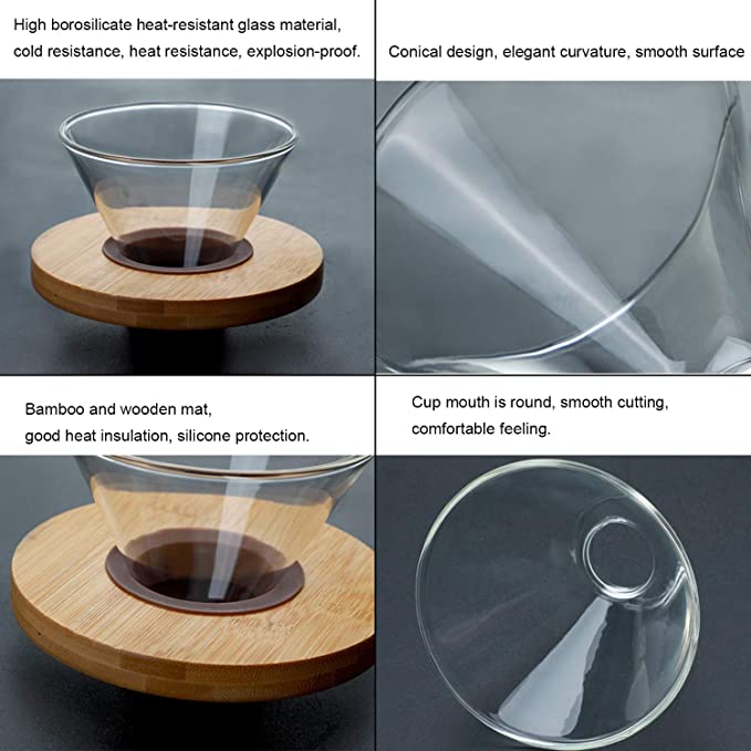 Crop 02 V60 Glass Coffee Dripper with Wooden Holder
