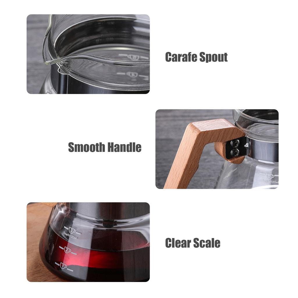 Crop 400ml V60 Coffee Server With Wooden Handle