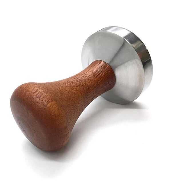 Crop 53mm Wooden Handle Bean Tamper For Breville - Stainless Steel Coffee Powder Hammer