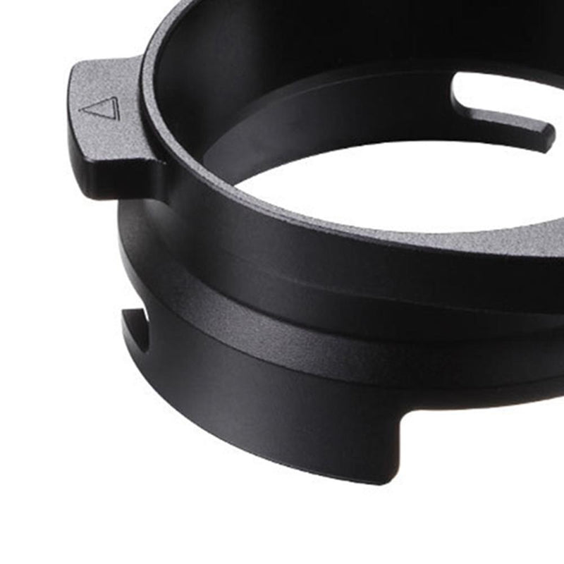 Crop 54mm Coffee Powder Receiving Dosing Funnel Ring Black