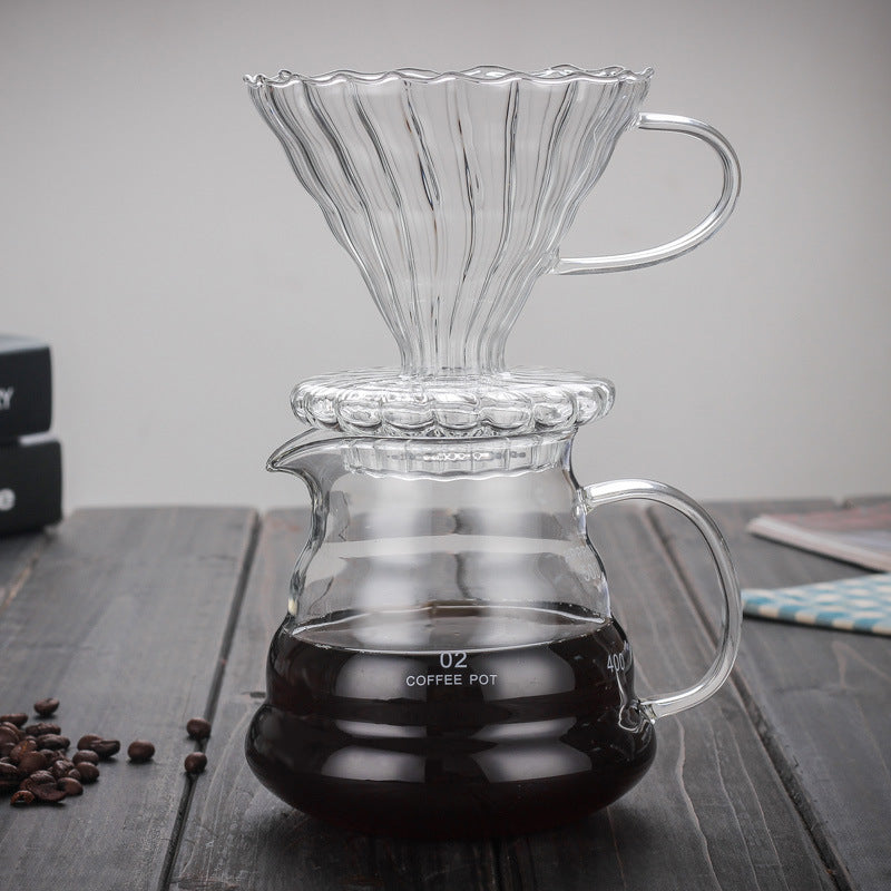 Crop Glass Coffee Dripper For V60 Coffee Filter, Model: 02