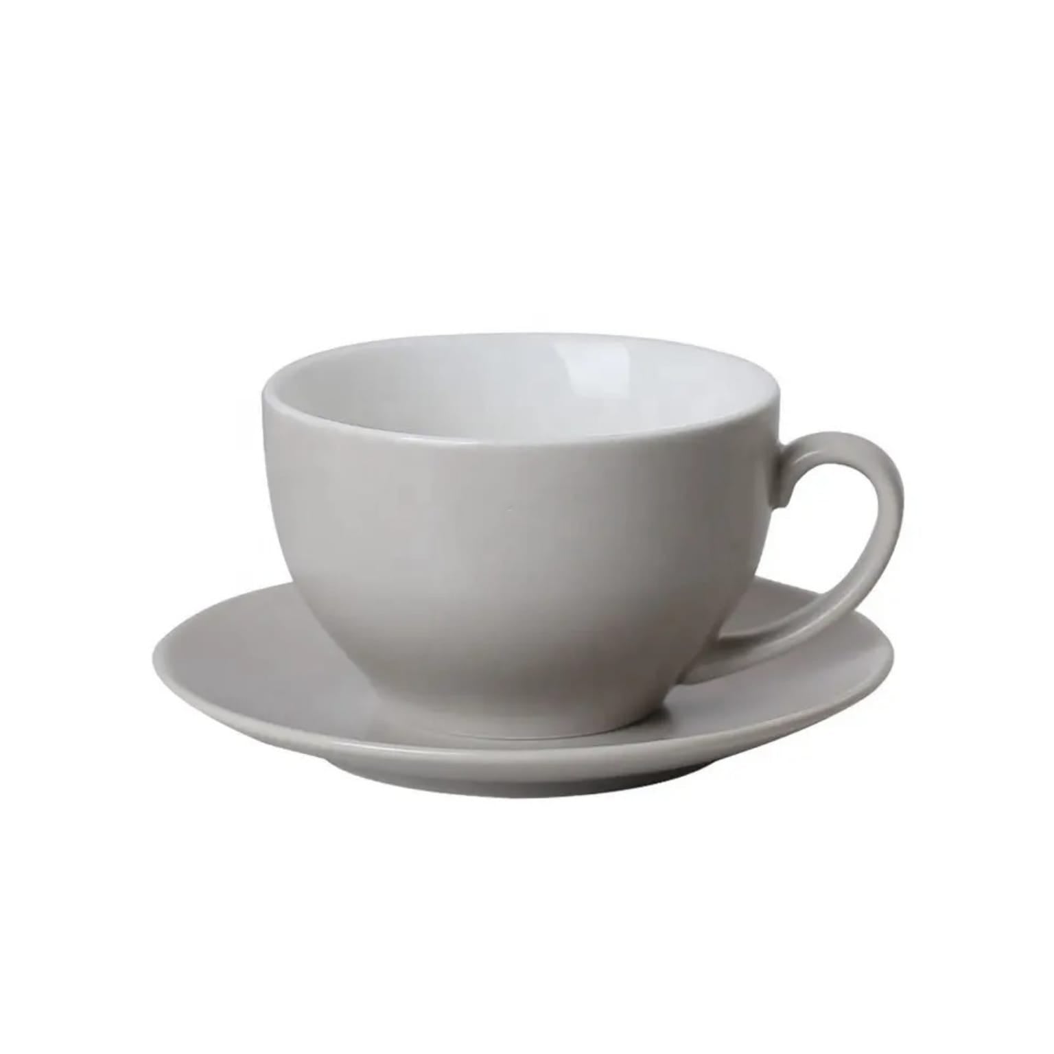 Crop 220ml Different Colors Ceramic Coffee Cup and Saucer for Cappuccino