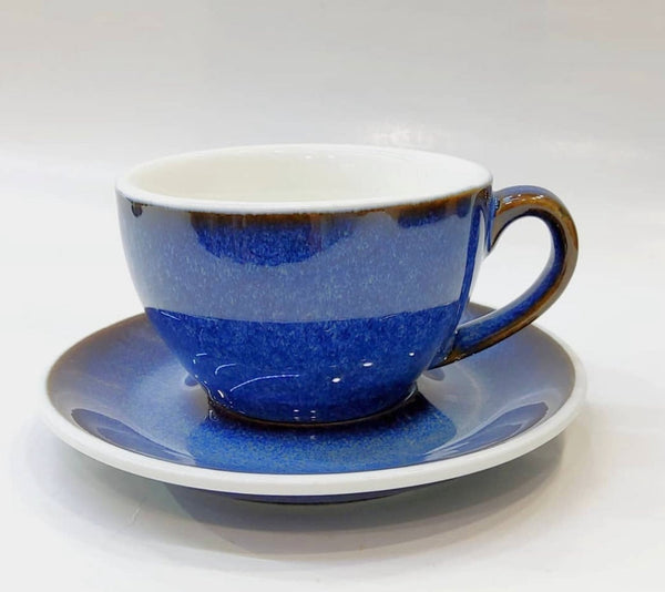 Crop 300-220-150-80ml Different Size Dark Blue Color Ceramic Coffee Cup and Saucer