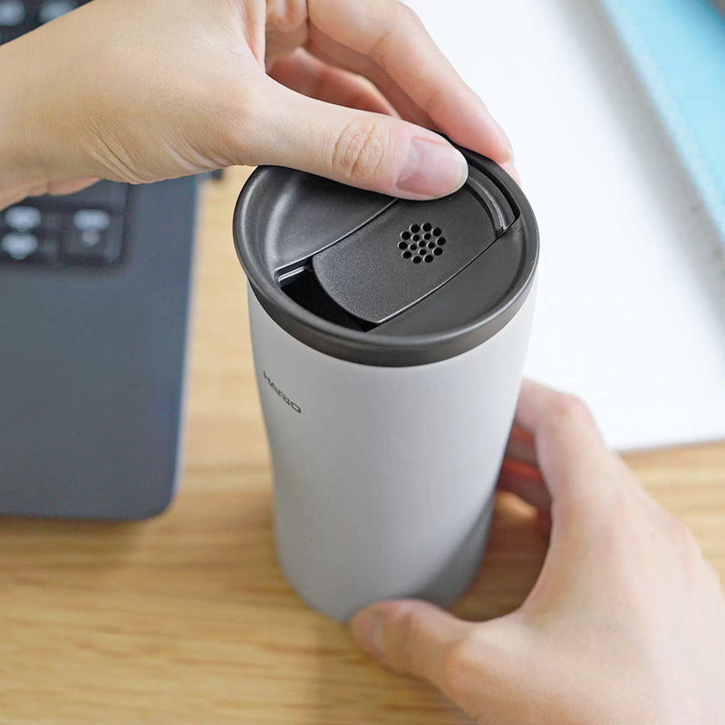 Hario Stainless steel tumbler with a lid that can be removed to place a dripper on top