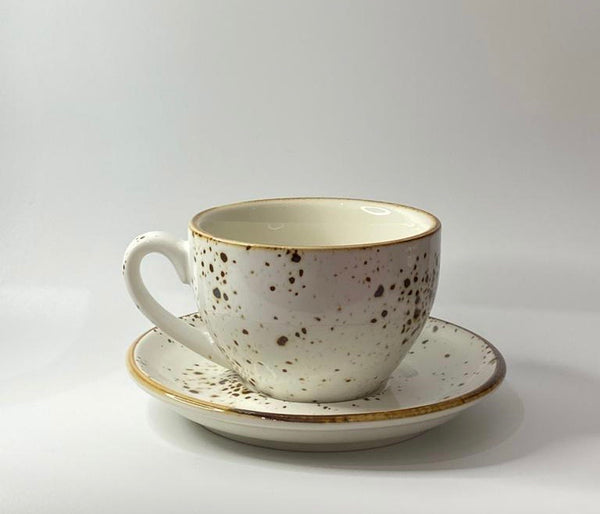 Crop 220ml White Colors Ceramic Coffee Cup and Saucer for Cappuccino