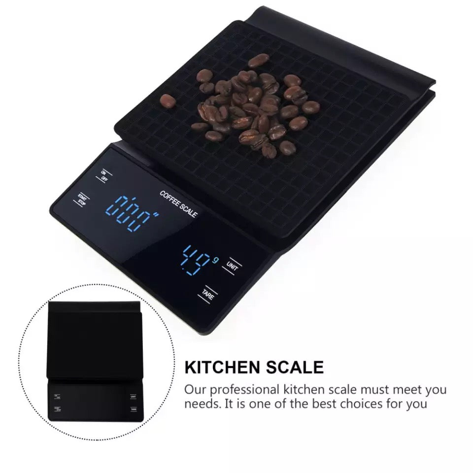 Crop Electronic Coffee Scale with Timer 3kg/0.1g,  High Accuracy Digital
