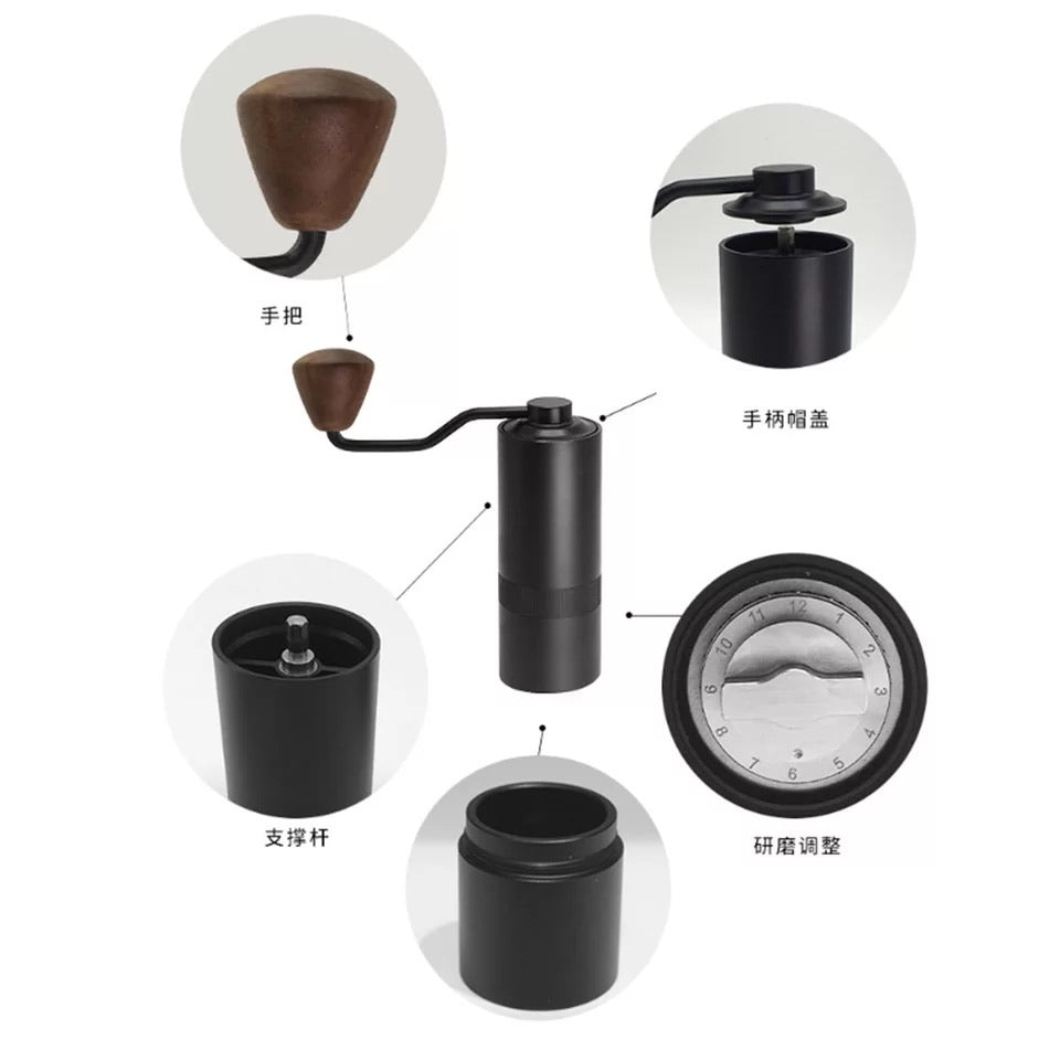 Crop High Quality Manual Coffee Grinder 25g Aluminum, Black