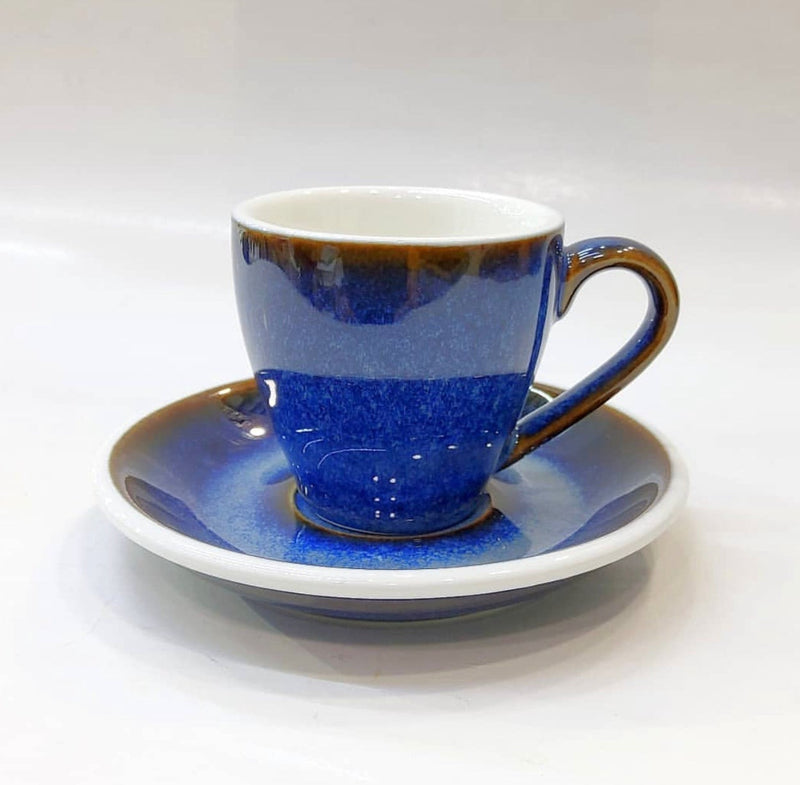 Crop 300-220-150-80ml Different Size Dark Blue Color Ceramic Coffee Cup and Saucer