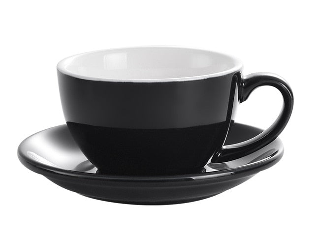 Crop 300ml Different Colors Ceramic Coffee Cup and Saucer