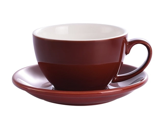 Crop 300ml Different Colors Ceramic Coffee Cup and Saucer