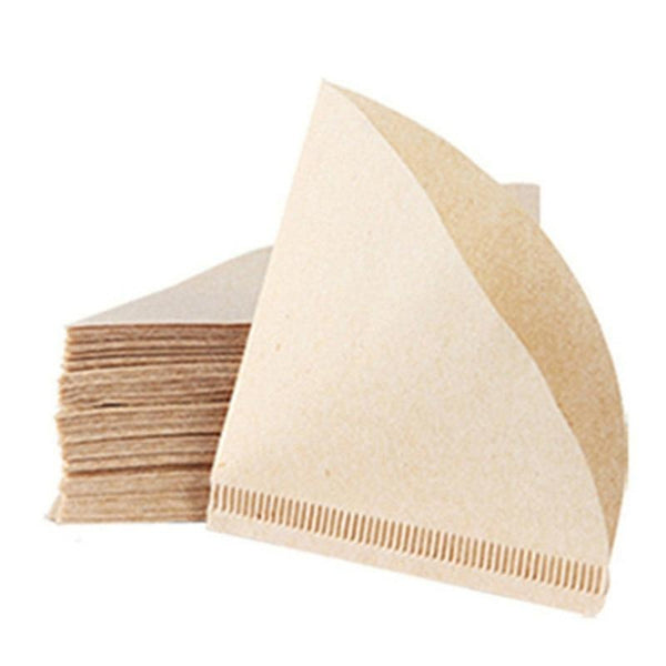 Crop 100 Pieces, Wooden Hand V60 Drip Paper Coffee Filter, model: 01