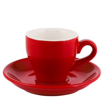 Crop 80ml Different Colors Ceramic Coffee Cup and Saucer For Espresso