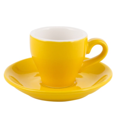 Crop 80ml Different Colors Ceramic Coffee Cup and Saucer For Espresso