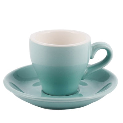 Crop 80ml Different Colors Ceramic Coffee Cup and Saucer For Espresso