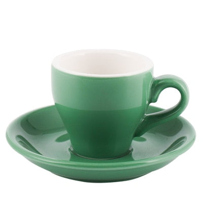 Crop 80ml Different Colors Ceramic Coffee Cup and Saucer For Espresso