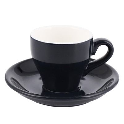 Crop 80ml Different Colors Ceramic Coffee Cup and Saucer For Espresso