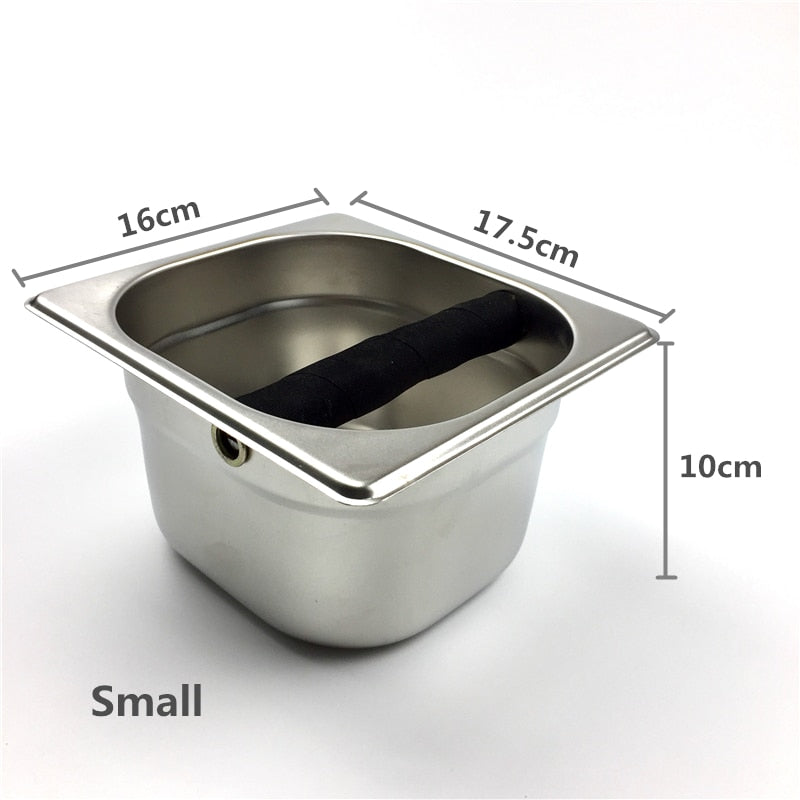 Crop Small Coffee Knock Box Stainless Steel Wood Coffee Grounds Container Box