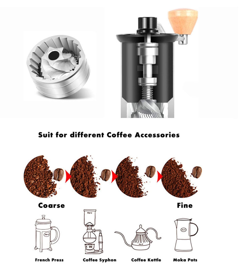 Crop High Quality Manual Coffee Grinder 25g Aluminum, Black