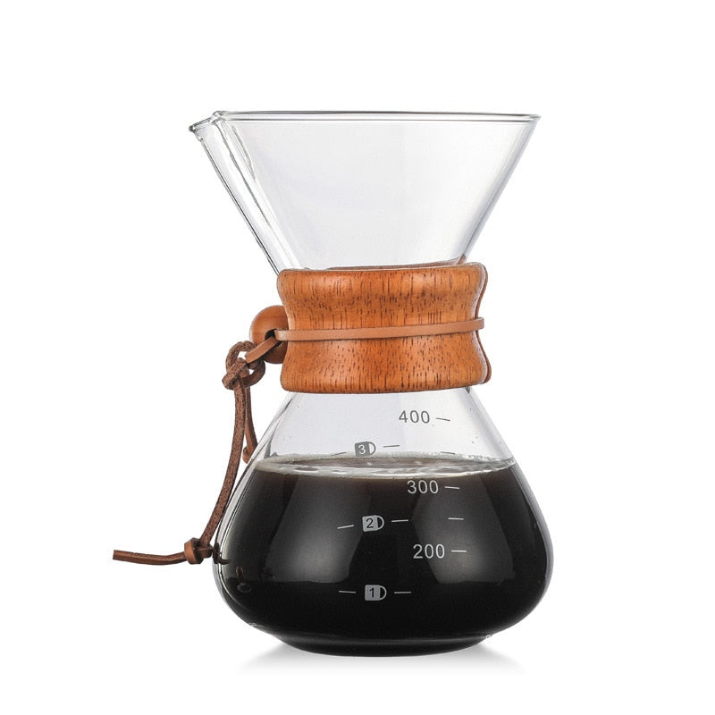 Crop 400ml Chemex Classic Glass Coffee Pot Wooden Handle Heat Resistant