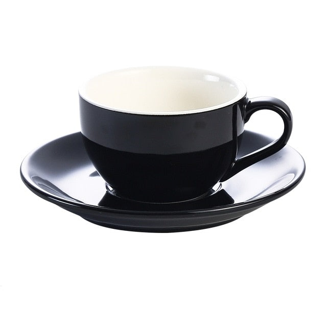 Crop 150ml Different Colors Ceramic Coffee Cup and Saucer