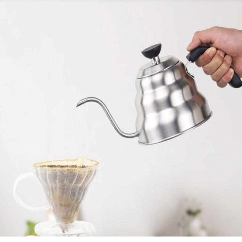 Crop 1L Silver Coffee Kettle With Thermometer