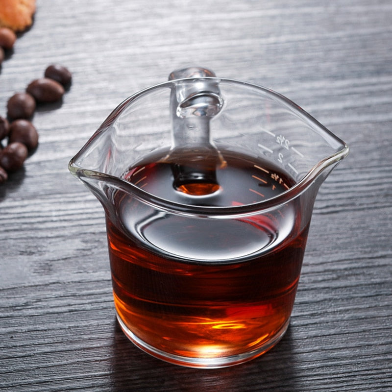 Crop 70ml Heat Resistant Double Spout Glass Coffee Measuring Cups