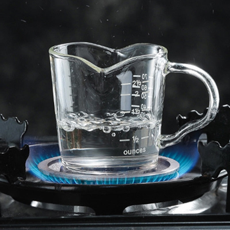 Crop 70ml Heat Resistant Double Spout Glass Coffee Measuring Cups